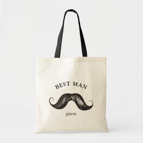 Funny Best Man Mustache Wedding Tote Bag