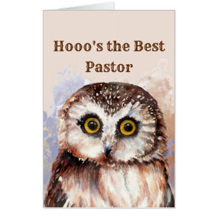 Funny Best Pastor Thanks Wise Owl Humor Card