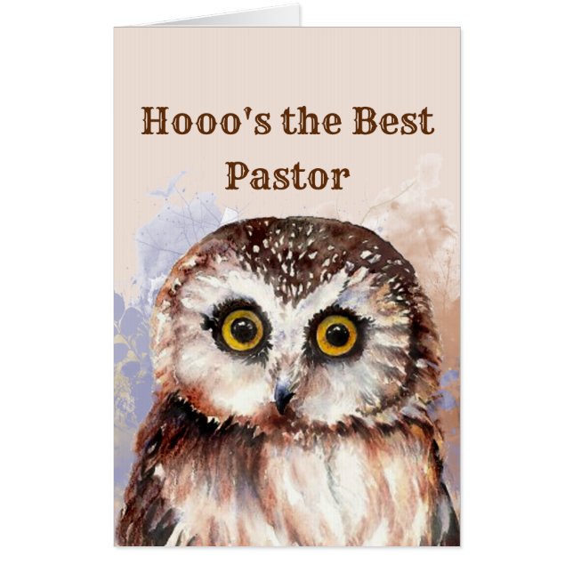 Funny Best Pastor Thanks  Wise Owl Humor Card (Front)