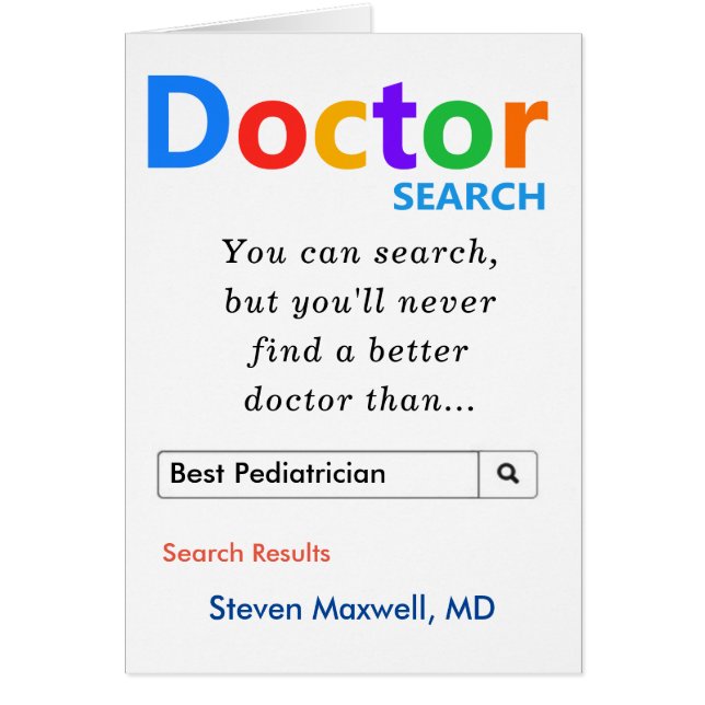 Funny Best Pediatrician, Pediatrics Search  Cards (Front)