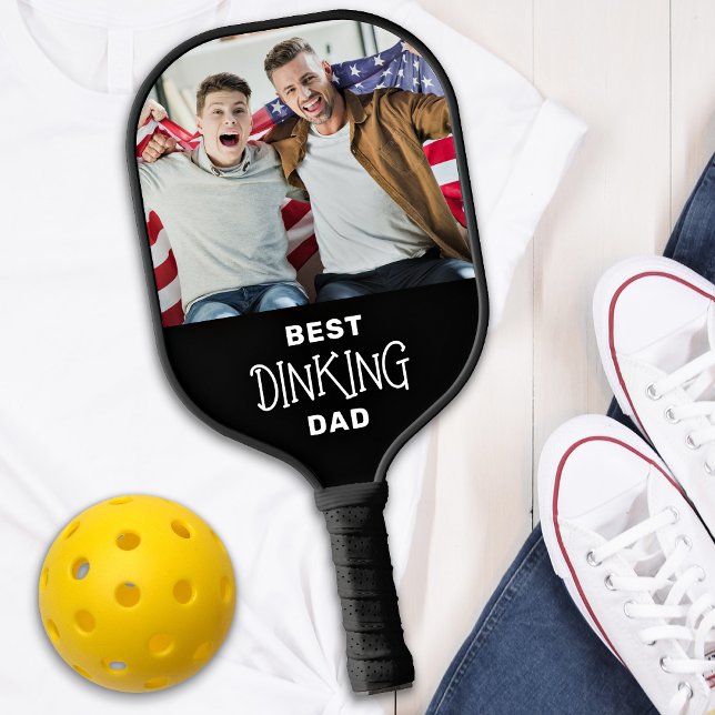 Funny Best Pickleball Dad Personalized 2 Photo Pickleball Paddle (Creator Uploaded)