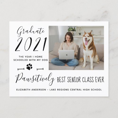 Funny Best Senior Class of 2021 Photo Graduation Invitation Postcard