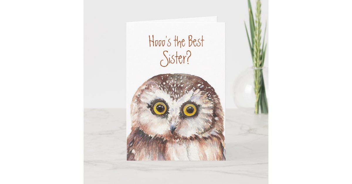 Funny Best Sister Birthday Wise Owl Humor Card Zazzle Com