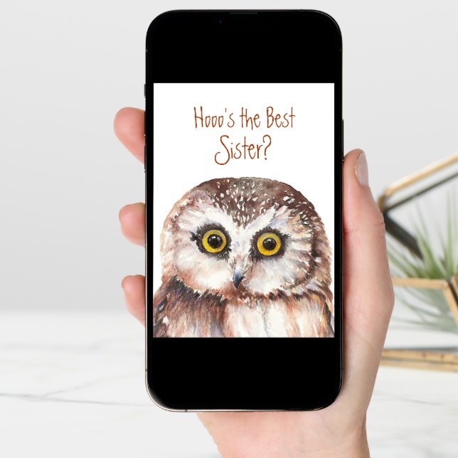 Funny Best Sister? Birthday Wise Owl Humor Card (Front Digital)