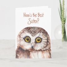 Funny Best Sister? Birthday Wise Owl Humor