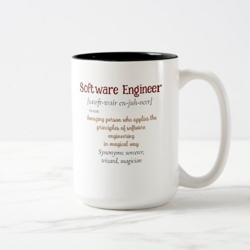 Funny Best Software Engineer Definition Gift Coff Two_Tone Coffee Mug