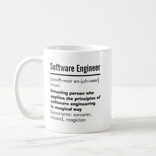 Funny Best Software Engineer Definition Gift Coffee Mug