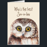 Funny Best Son-in-law  Birthday Wise Owl Humor Card<br><div class="desc">Hooo's the best Son-in-law? Birthday    You are and I hope you have a wonderful birthday with cute watercolor owl bird.</div>