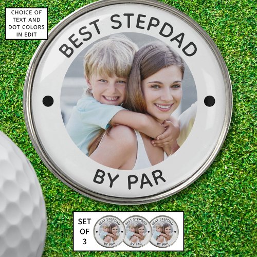 Funny BEST STEPDAD BY PAR Photo Custom Color Golf Ball Marker