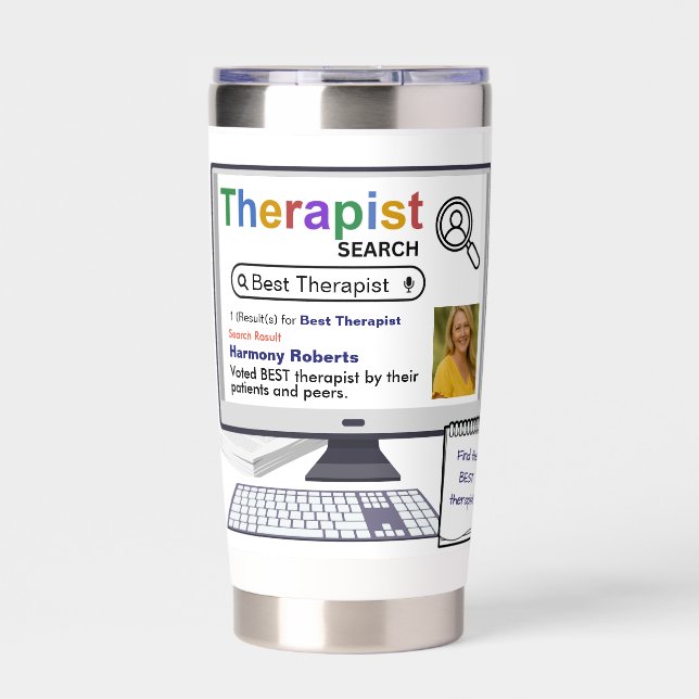 Funny Best Therapist Search Result With Photo Insulated Tumbler (Front)