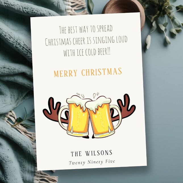 Funny Best Way To Spread Christmas Cheer Rein Beer Holiday Card (Creator Uploaded)