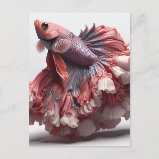 Funny Betta Fish Fashion Postcard (Front)