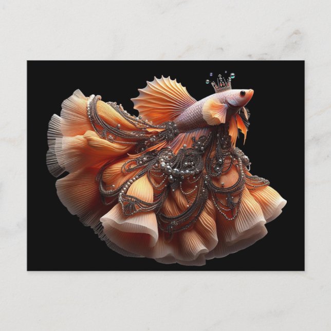 Funny Betta Fish Fashion Postcard (Front)