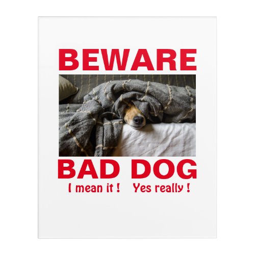 Funny Beware Bad Dog wall art