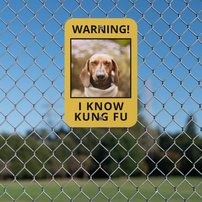 Funny Beware of Dog Add Photo Warning Metal Sign (In Situ(Fence))