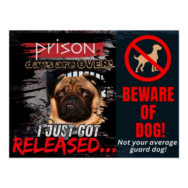 Funny Beware of Dog Poster – Guard Dog Wall Art (Front)