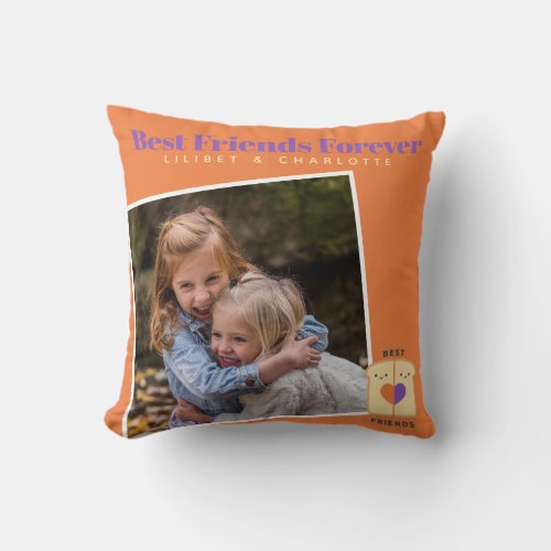Funny BFF PHOTO COLLAGE Gift Peanutbutter Jelly Throw Pillow
