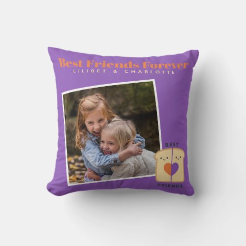 Funny BFF PHOTO COLLAGE Gift Peanutbutter Jelly Throw Pillow