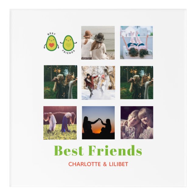 Funny BFF PHOTO COLLAGE Gift Personalized AVOCADO Acrylic Print (Front)