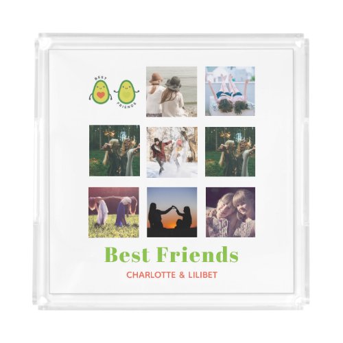Funny BFF PHOTO COLLAGE Gift Personalized AVOCADO Acrylic Tray