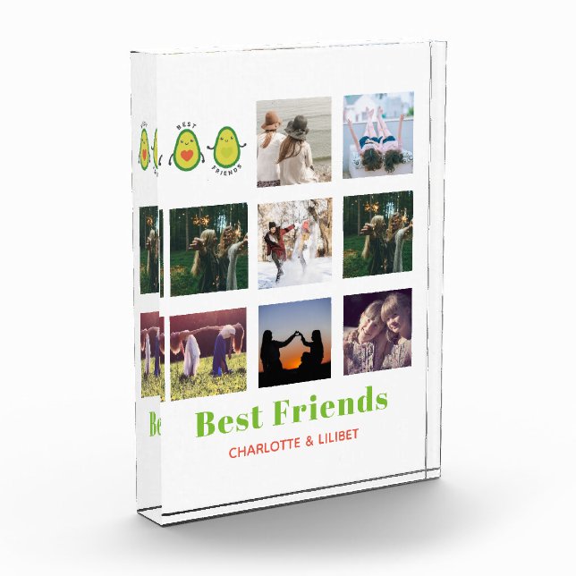 Funny BFF PHOTO COLLAGE Gift Personalized AVOCADO Block (Left)