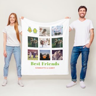 Funny BFF PHOTO COLLAGE Gift Personalized AVOCADO Fleece Blanket