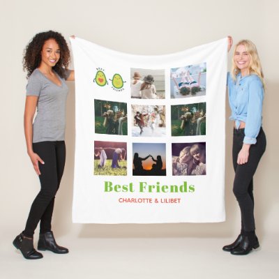 Funny BFF PHOTO COLLAGE Gift Personalized AVOCADO Fleece Blanket