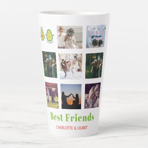 Funny BFF PHOTO COLLAGE Gift Personalized AVOCADO Latte Mug