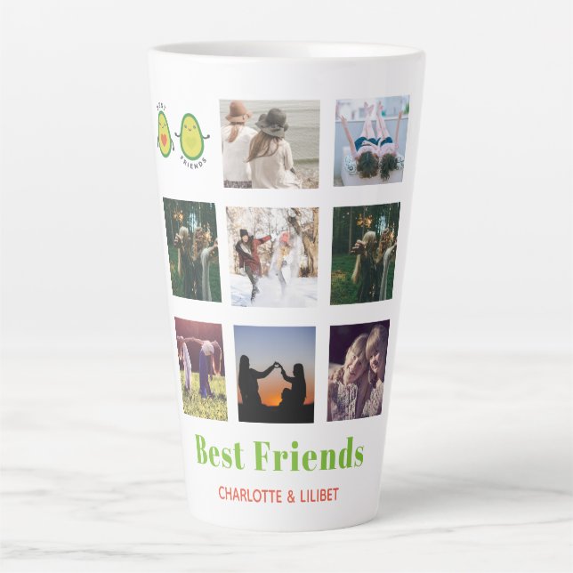 Funny BFF PHOTO COLLAGE Gift Personalized AVOCADO Latte Mug (Front)