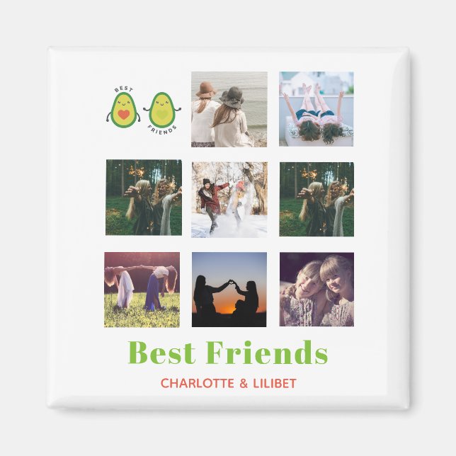 Funny BFF PHOTO COLLAGE Gift Personalized AVOCADO Magnet (Front)