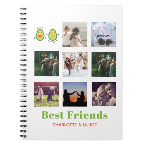 Funny BFF PHOTO COLLAGE Gift Personalized AVOCADO Notebook