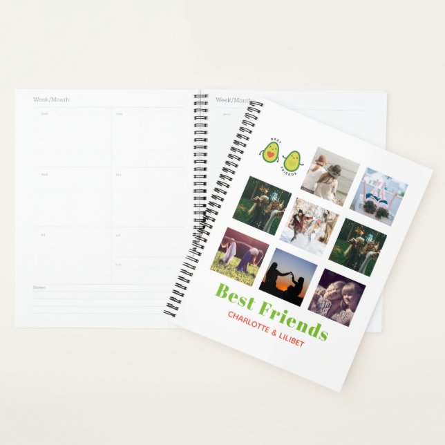 Funny BFF PHOTO COLLAGE Gift Personalized AVOCADO Planner (Display)