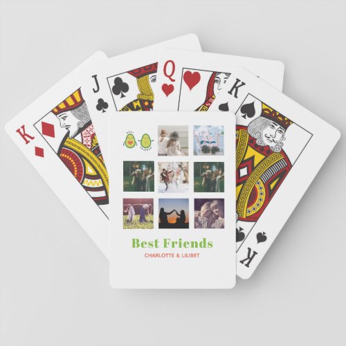 Funny BFF PHOTO COLLAGE Gift Personalized AVOCADO Playing Cards
