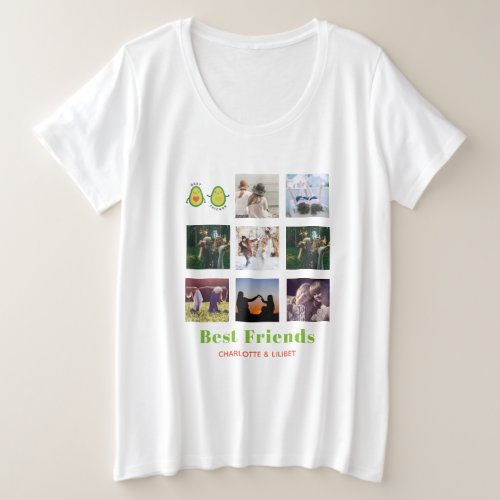 Funny BFF PHOTO COLLAGE Gift Personalized AVOCADO Plus Size T_Shirt