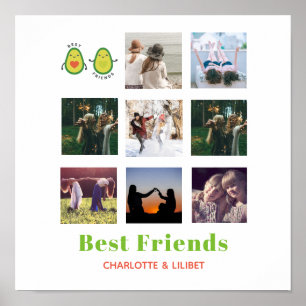 Funny BFF PHOTO COLLAGE Gift Personalized AVOCADO Poster