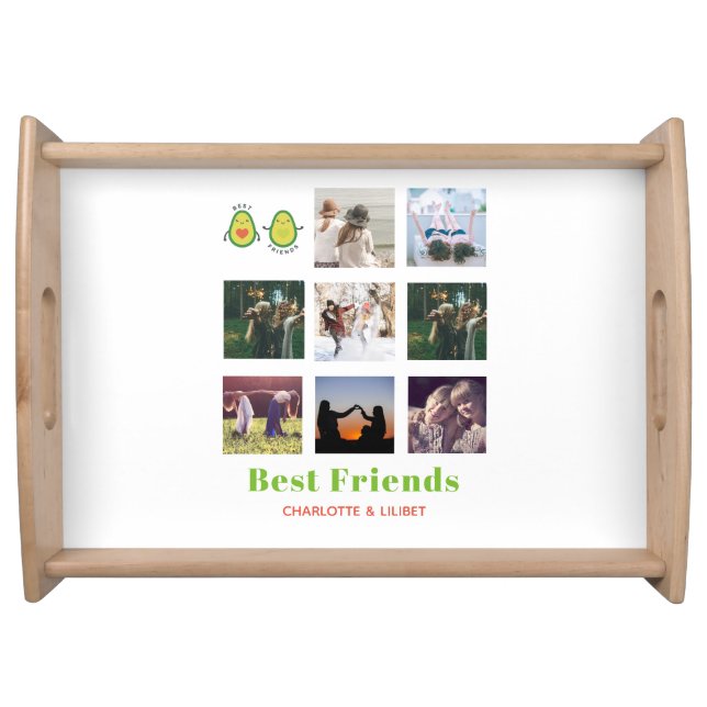 Funny BFF PHOTO COLLAGE Gift Personalized AVOCADO Serving Tray (Front)