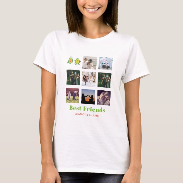 Funny BFF PHOTO COLLAGE Gift Personalized AVOCADO T-Shirt (Front)
