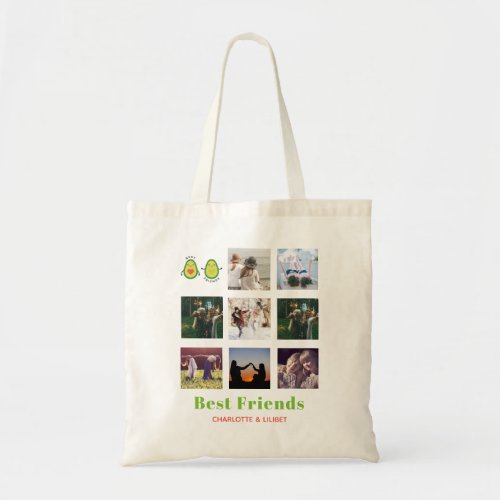 Funny BFF PHOTO COLLAGE Gift Personalized AVOCADO Tote Bag