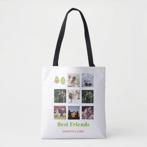 Funny BFF PHOTO COLLAGE Gift Personalized AVOCADO Tote Bag