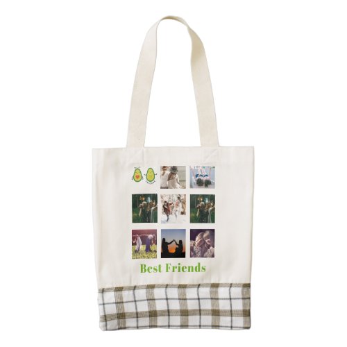 Funny BFF PHOTO COLLAGE Gift Personalized AVOCADO Zazzle HEART Tote Bag