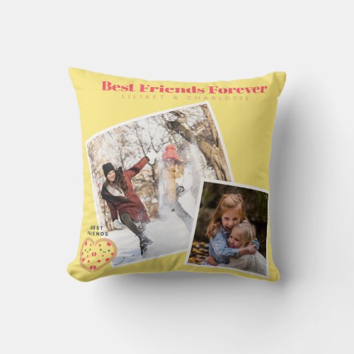 Funny BFF PHOTO COLLAGE Gift Pizza Friends Throw Pillow