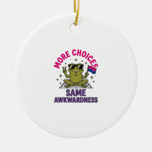 Funny Bi Frog Pride Shirt Design_1 Ceramic Ornament