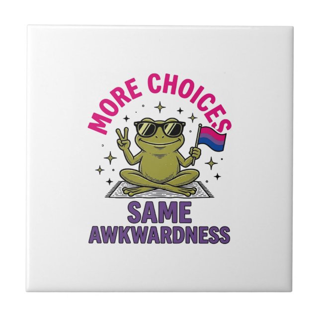 Funny Bi Frog Pride Shirt Design_1 Ceramic Tile (Front)