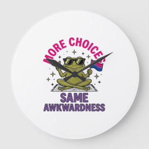 Funny Bi Frog Pride Shirt Design_1 Large Clock