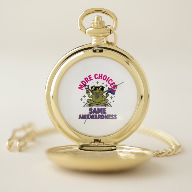 Funny Bi Frog Pride Shirt Design_1 Pocket Watch (Inside)