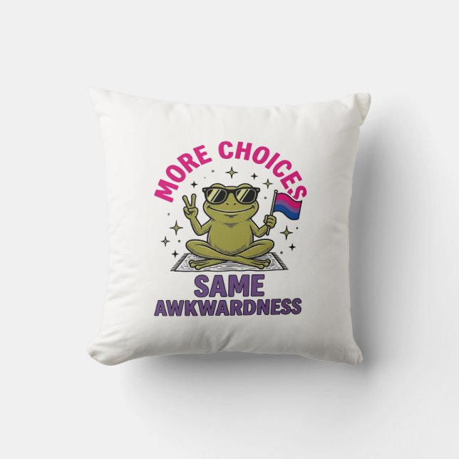 Funny Bi Frog Pride Shirt Design_1 Throw Pillow (Front)