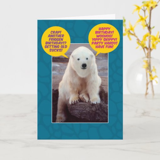 Funny Bi-Polar Birthday Bear Card | Zazzle