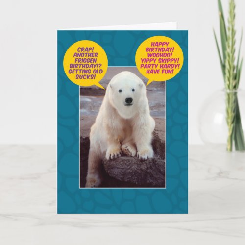 Funny Bi_Polar Birthday Bear Card