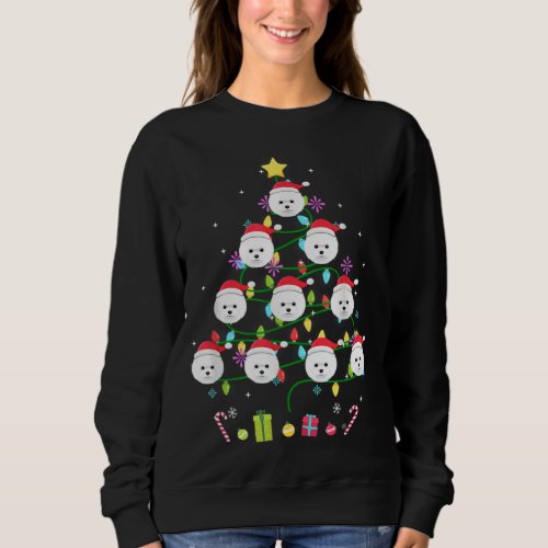 Funny Bichon Frise Christmas Tree Color Led Light Sweatshirt
