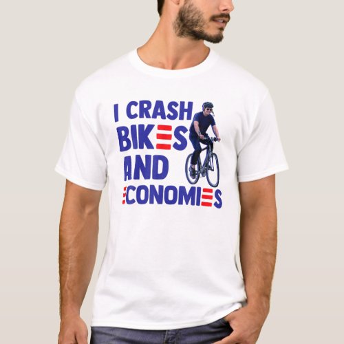 Funny Bicycle Biden Falling Meme I Crash Bikes And T_Shirt